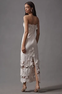 LEO LIN Rayne Strapless Appliqué Midi Dress
