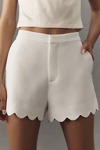 English Factory High-Rise Scallop-Hem Shorts