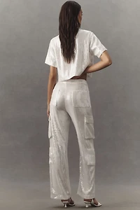 Endless Rose Sequin Low-Rise Wide-Leg Cargo Pants
