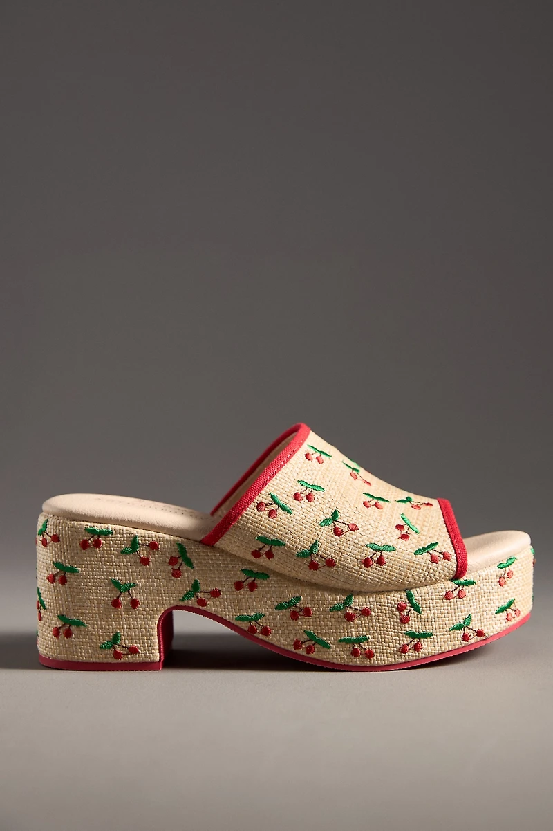 Matisse x Anthropologie Embroidered Fruits Platform Heels