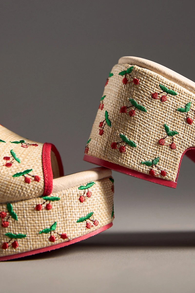 Matisse x Anthropologie Embroidered Fruits Platform Heels