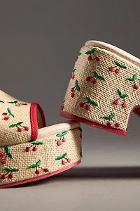 Matisse x Anthropologie Embroidered Fruits Platform Heels