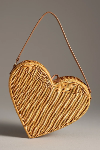 Serpui Pulsating Heart Wicker Shoulder Bag