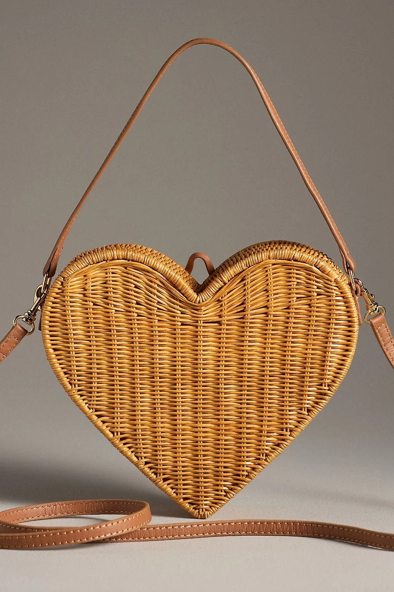 Serpui Pulsating Heart Wicker Shoulder Bag