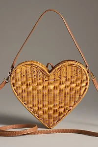 Serpui Pulsating Heart Wicker Shoulder Bag