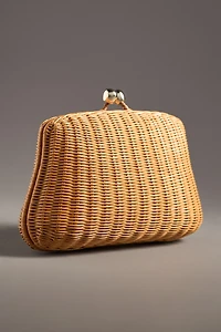 Serpui Blair Flamingo Wicker Clutch Bag