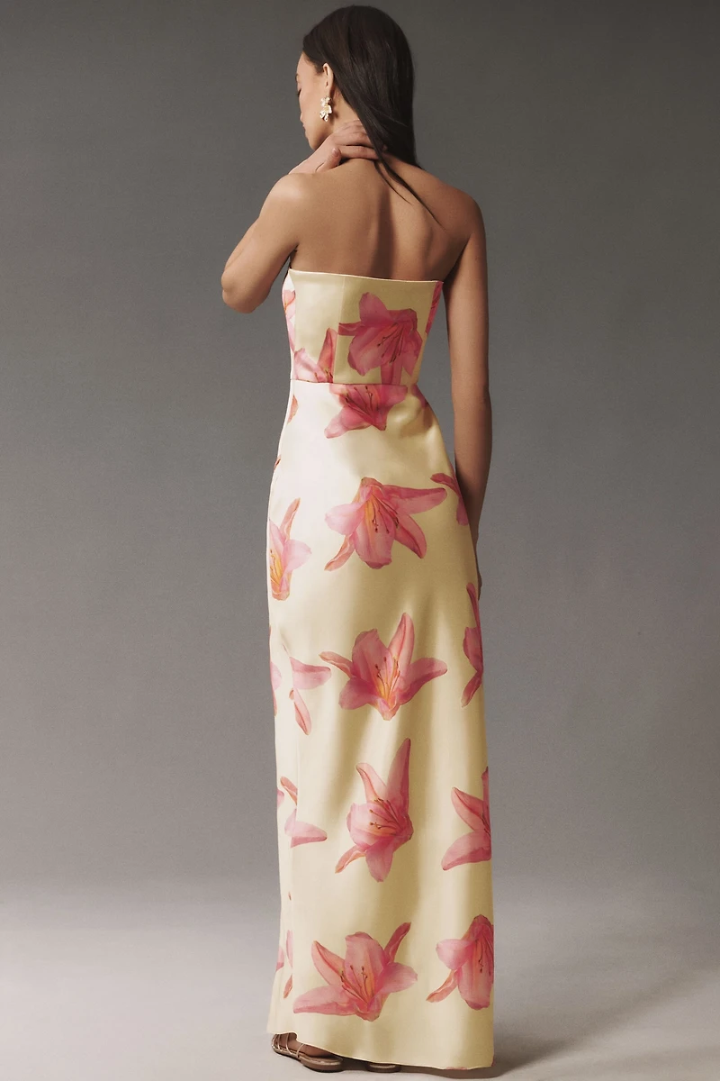 BHLDN Avianna Strapless Side-Slit Stretch Satin A-Line Maxi Dress