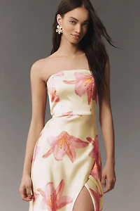 BHLDN Avianna Strapless Side-Slit Stretch Satin A-Line Maxi Dress