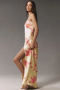BHLDN Avianna Strapless Side-Slit Stretch Satin A-Line Maxi Dress