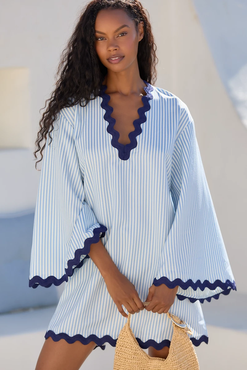 Flat White Striped Rickrack Tunic
