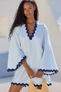 Flat White Striped Rickrack Tunic