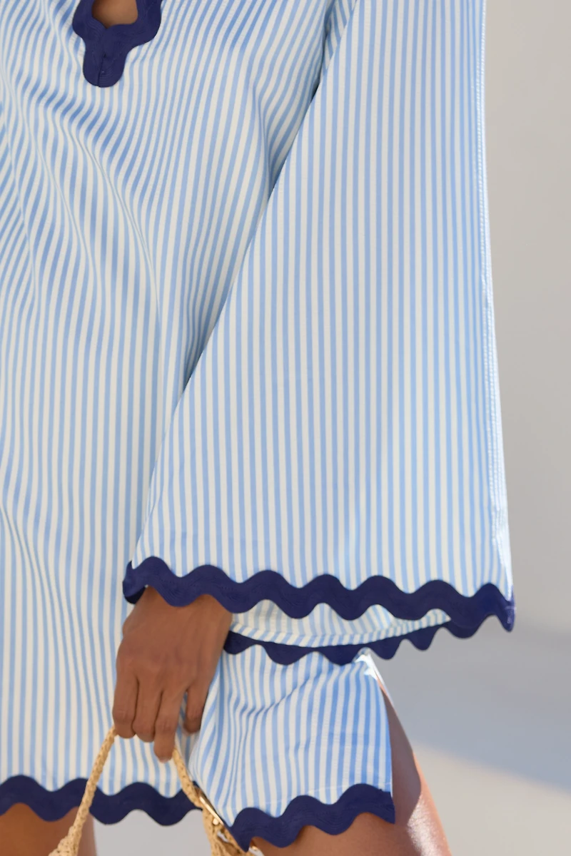 Flat White Striped Rickrack Tunic