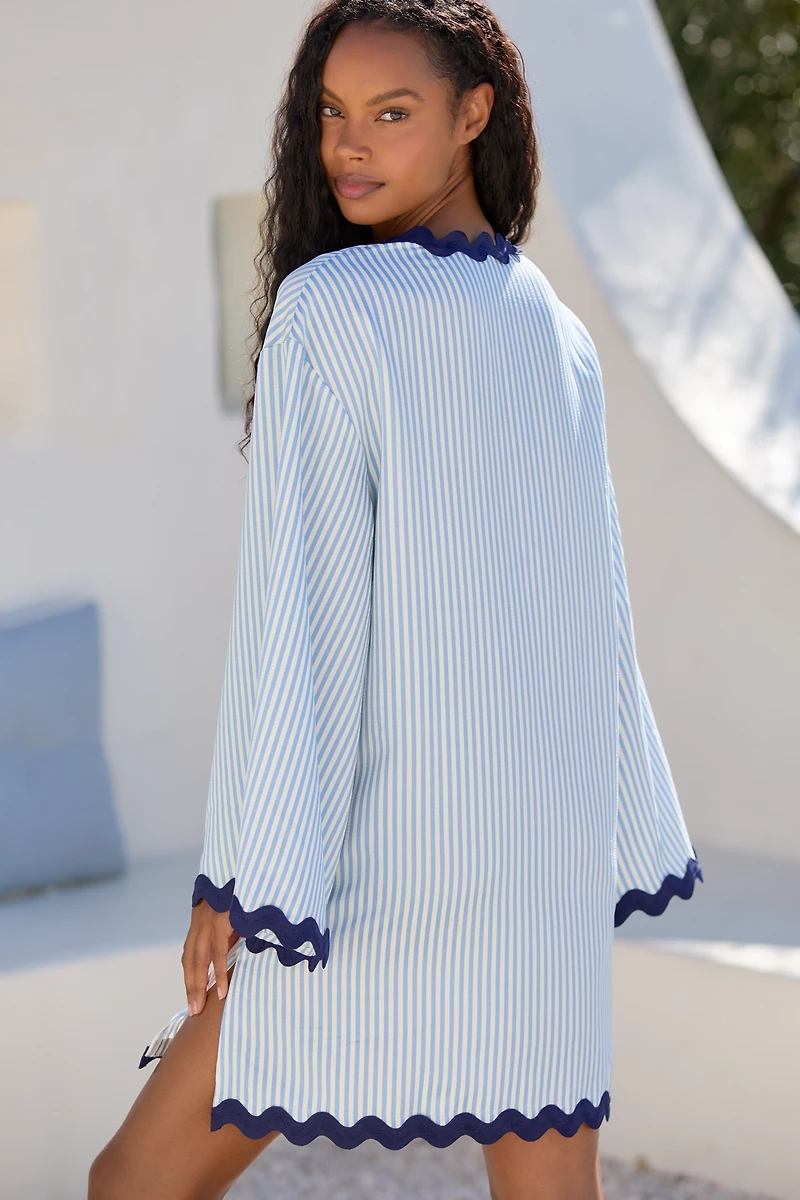 Flat White Striped Rickrack Tunic