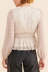 BTFL-Life Geometric Peplum Blouse