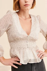 BTFL-Life Geometric Peplum Blouse
