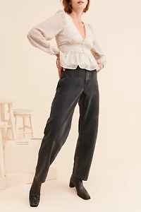 BTFL-Life Geometric Peplum Blouse
