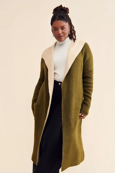 Theo & Spence Two Tone Hooded Cardigan