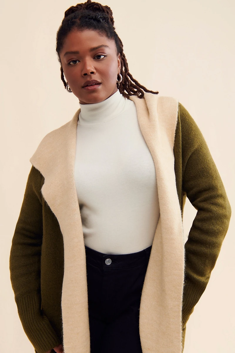 Theo & Spence Two Tone Hooded Cardigan