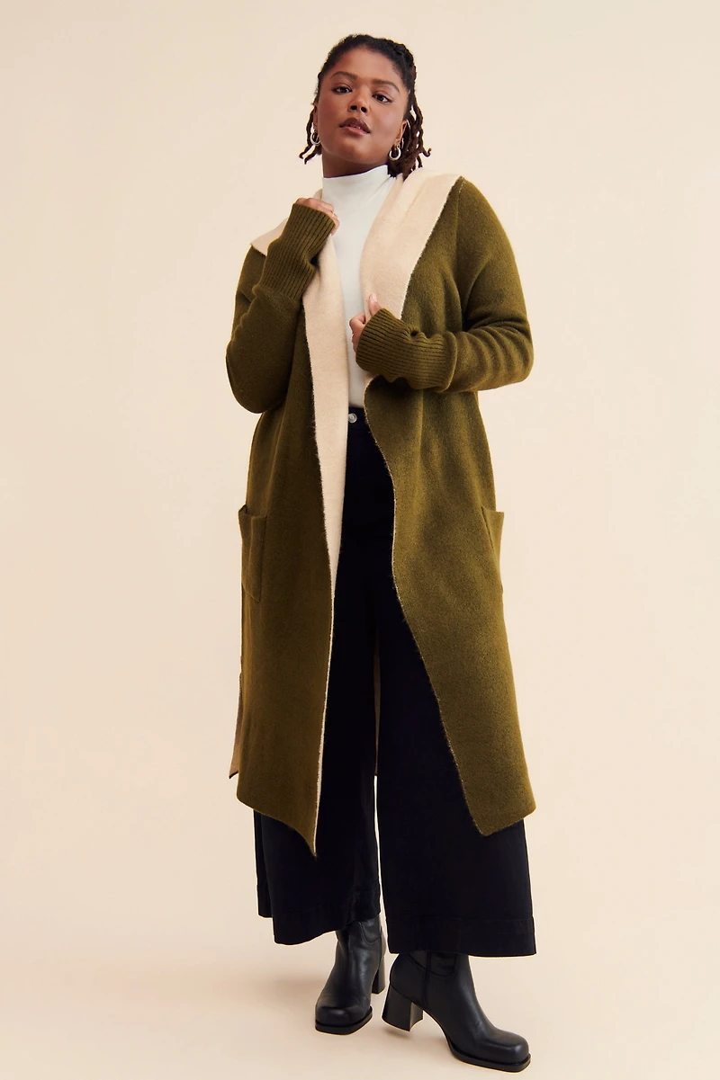 Theo & Spence Two Tone Hooded Cardigan
