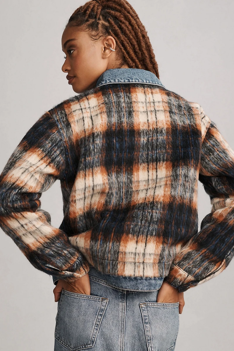 Pilcro Plaid Denim Mix Jacket