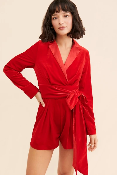 Ciebon Celine Belted Tuxedo Romper