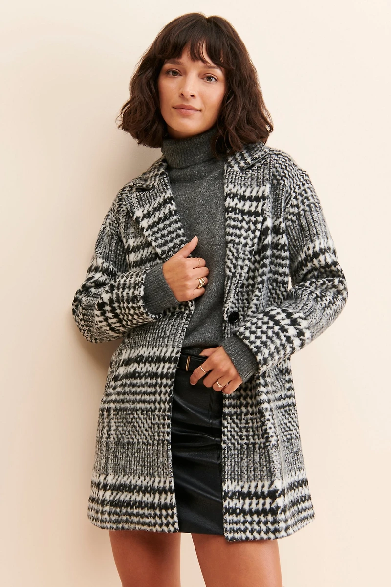 Greylin Brushed Houndstooth Overcoat