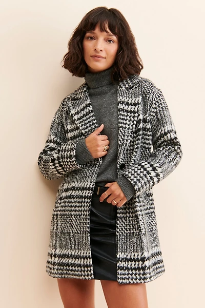 Greylin Brushed Houndstooth Overcoat