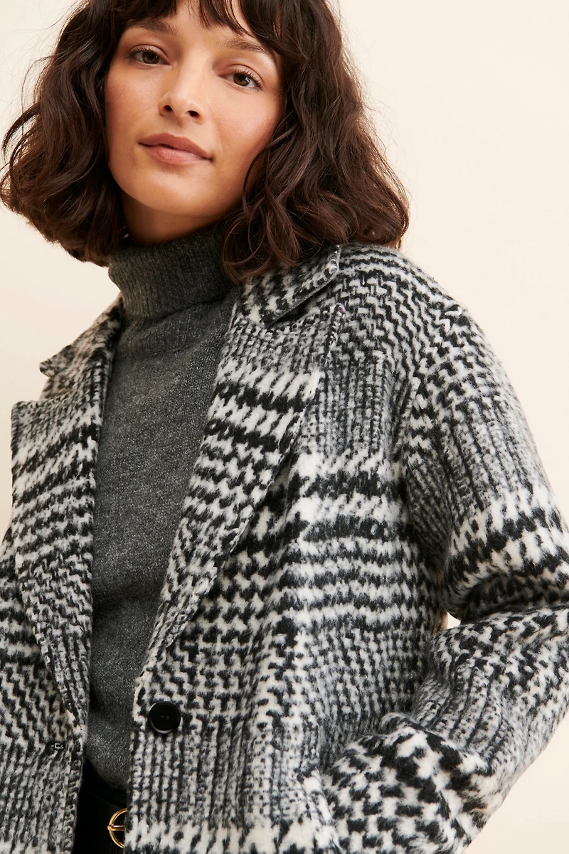 Greylin Brushed Houndstooth Overcoat
