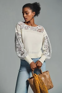 Sheer Balloon-Sleeve Sweater