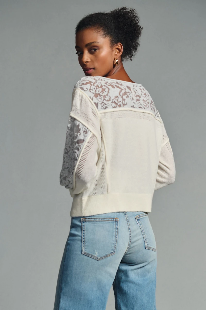 Sheer Balloon-Sleeve Sweater