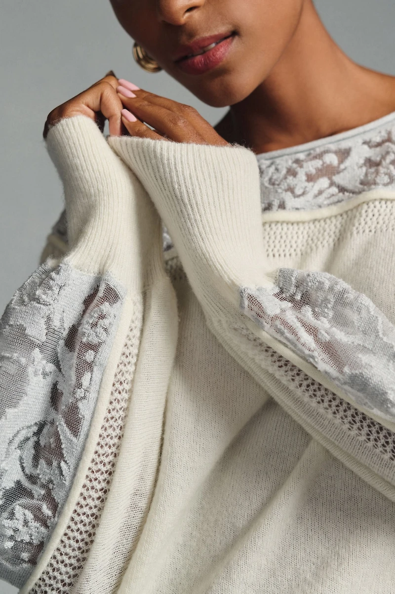 Sheer Balloon-Sleeve Sweater