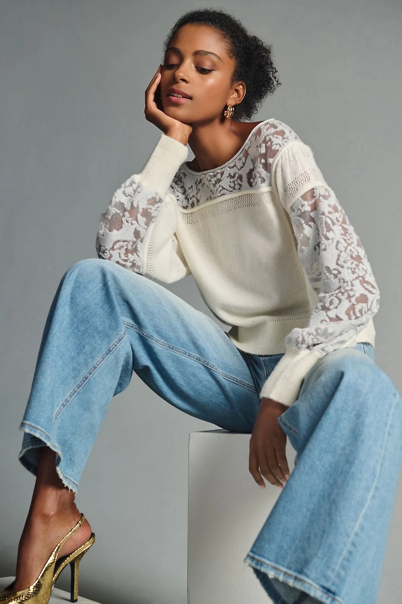 Sheer Balloon-Sleeve Sweater
