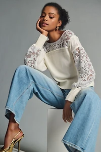 Sheer Balloon-Sleeve Sweater