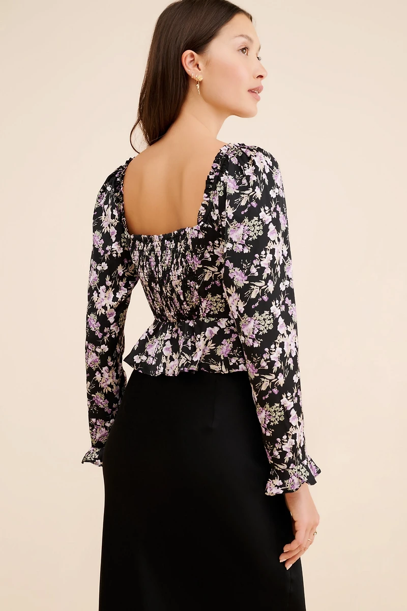 ASTR the Label Floral Corset Long Sleeve Top