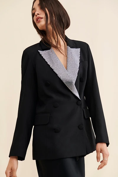 Avec Les Filles Rhinestone Tuxedo Blazer