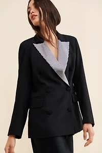Avec Les Filles Rhinestone Tuxedo Blazer