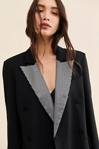 Avec Les Filles Rhinestone Tuxedo Blazer
