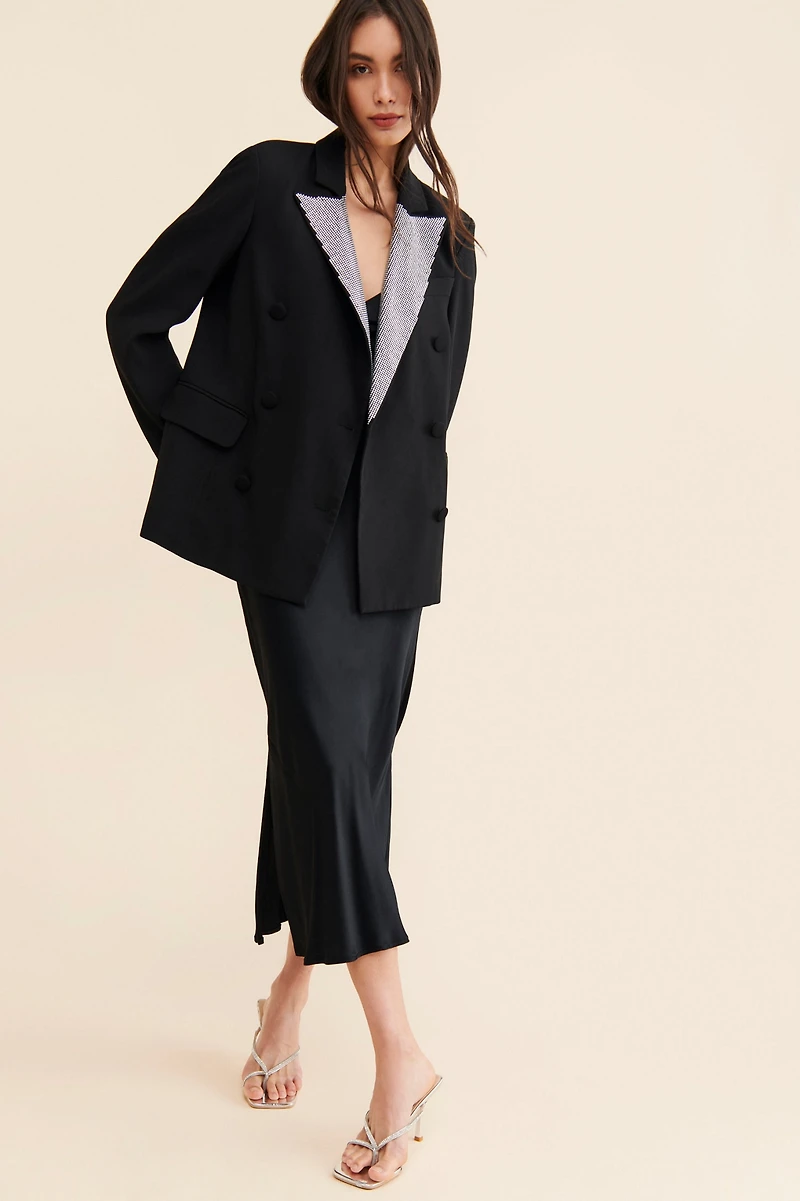 Avec Les Filles Rhinestone Tuxedo Blazer