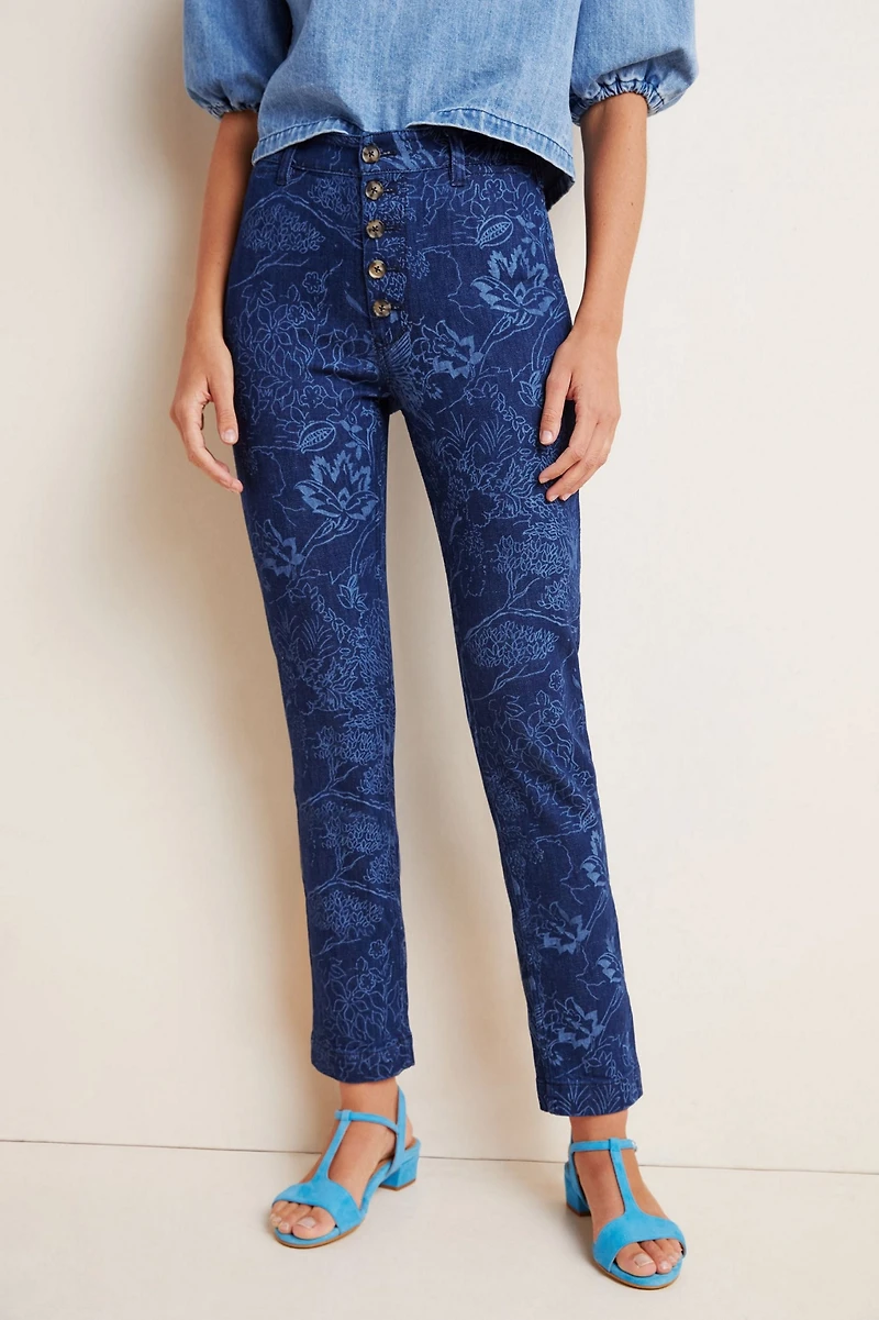 Pilcro Floral-Printed Straight Jeans