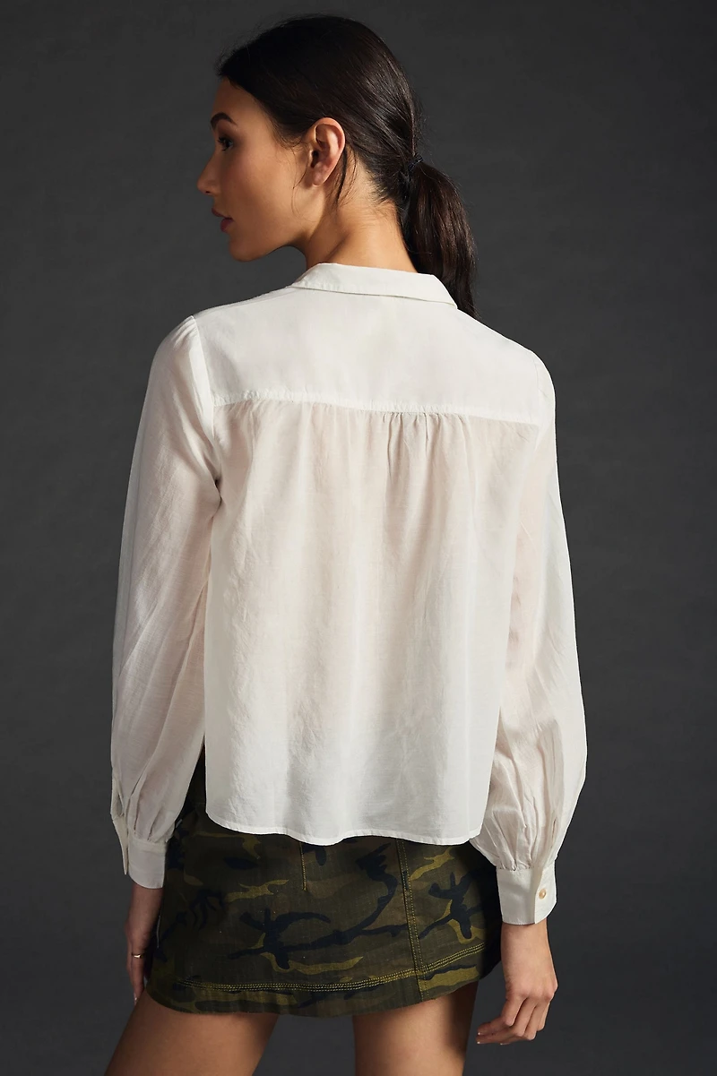 Pintuck Button-Front Blouse