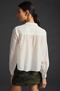 Pintuck Button-Front Blouse