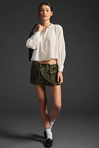 Pintuck Button-Front Blouse