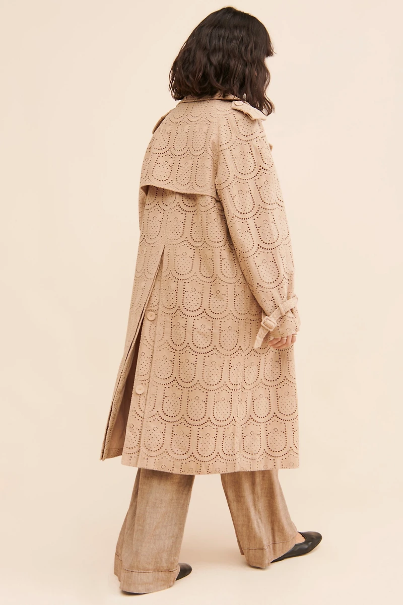 FARM Rio Pineapple Cotton Eyelet Trench Coat