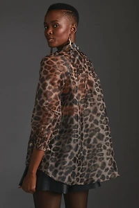 Daniel Rainn Leopard Sheer Blouse