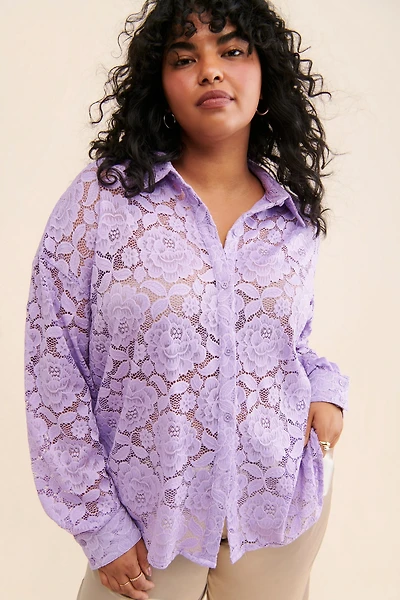 Hutch Sheer Lace Buttondown