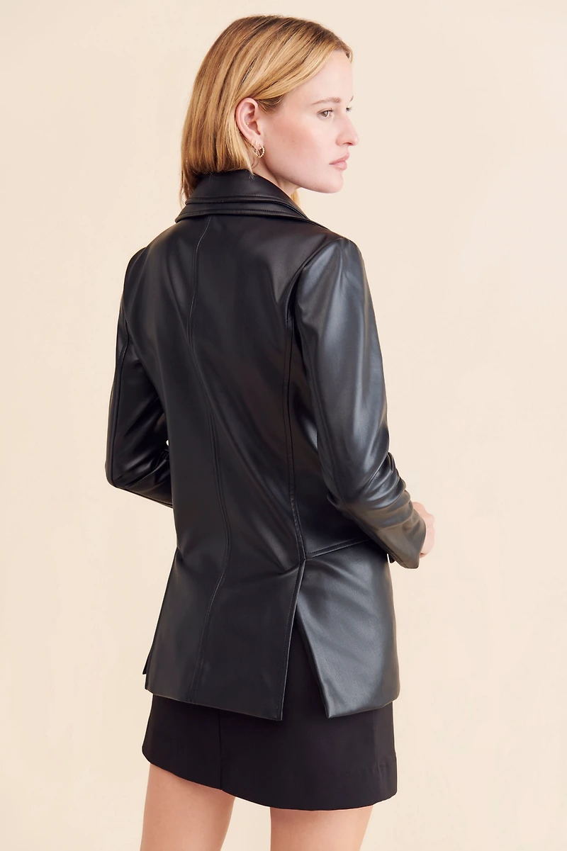 Hutch Layered Vegan Leather Blazer