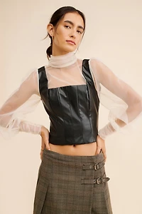 Sunday Brooklyn Mixed Media Vegan Leather Top