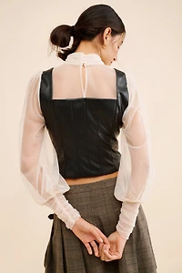 Sunday Brooklyn Mixed Media Vegan Leather Top