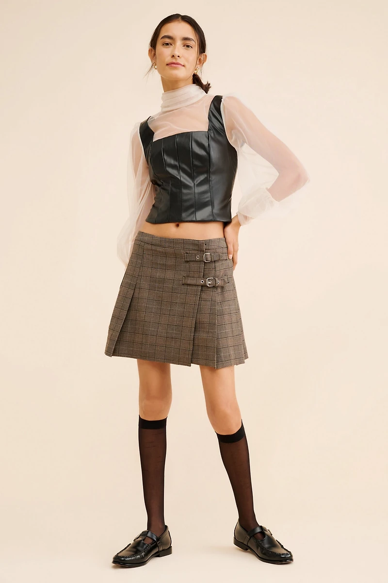Sunday Brooklyn Mixed Media Vegan Leather Top