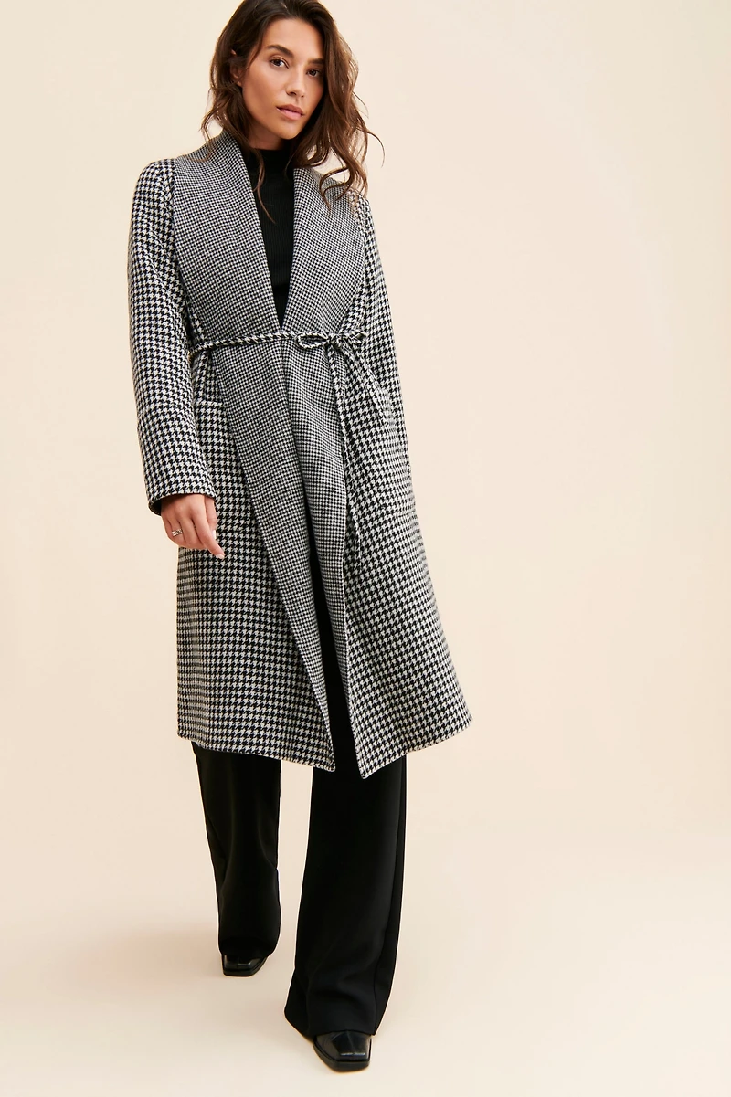 Bernardo Houndstooth Printed Overcoat